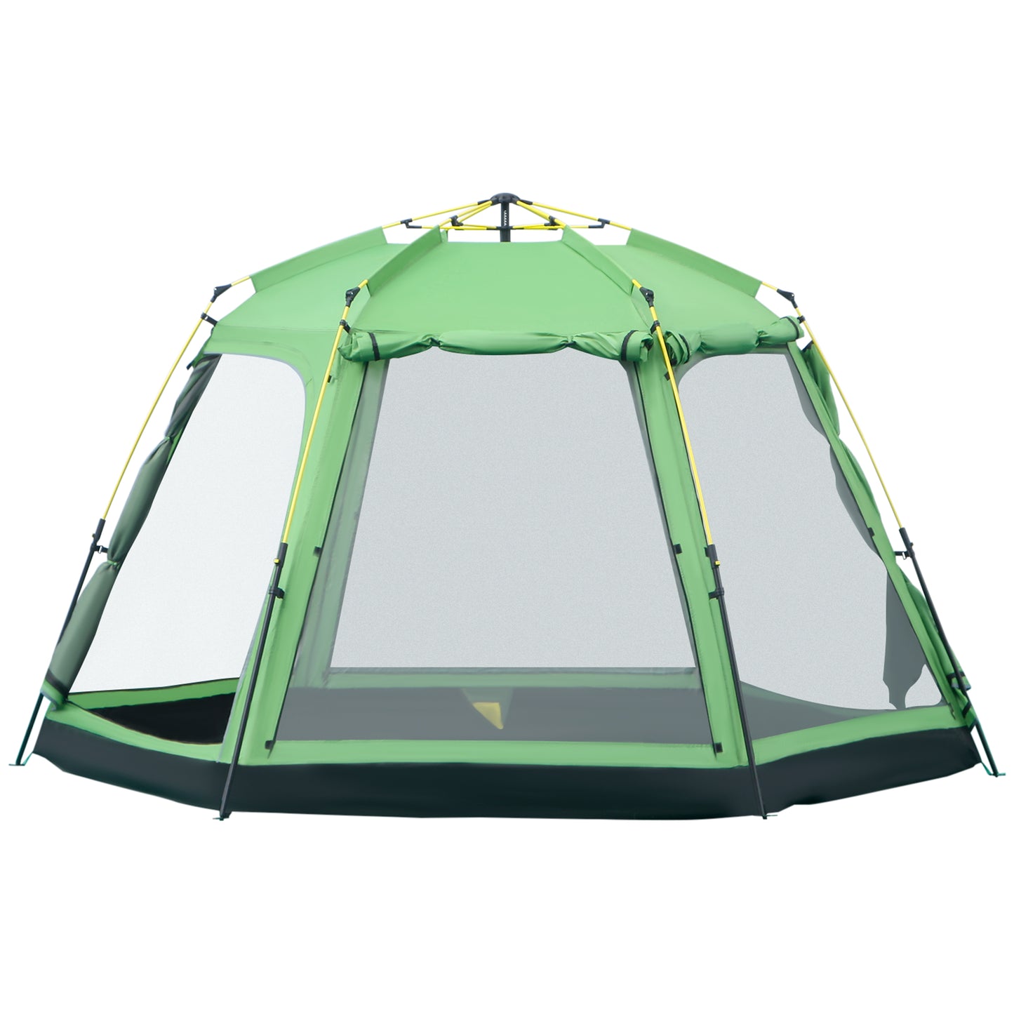 Photo of Outsunny 6 Person Pop Up Camping Tent, 2-Tier Design Backpacking Tent with 4 Windows 2 Doors Portable Carry Bag for Fishing Hiking, Green in Green colour on a white background