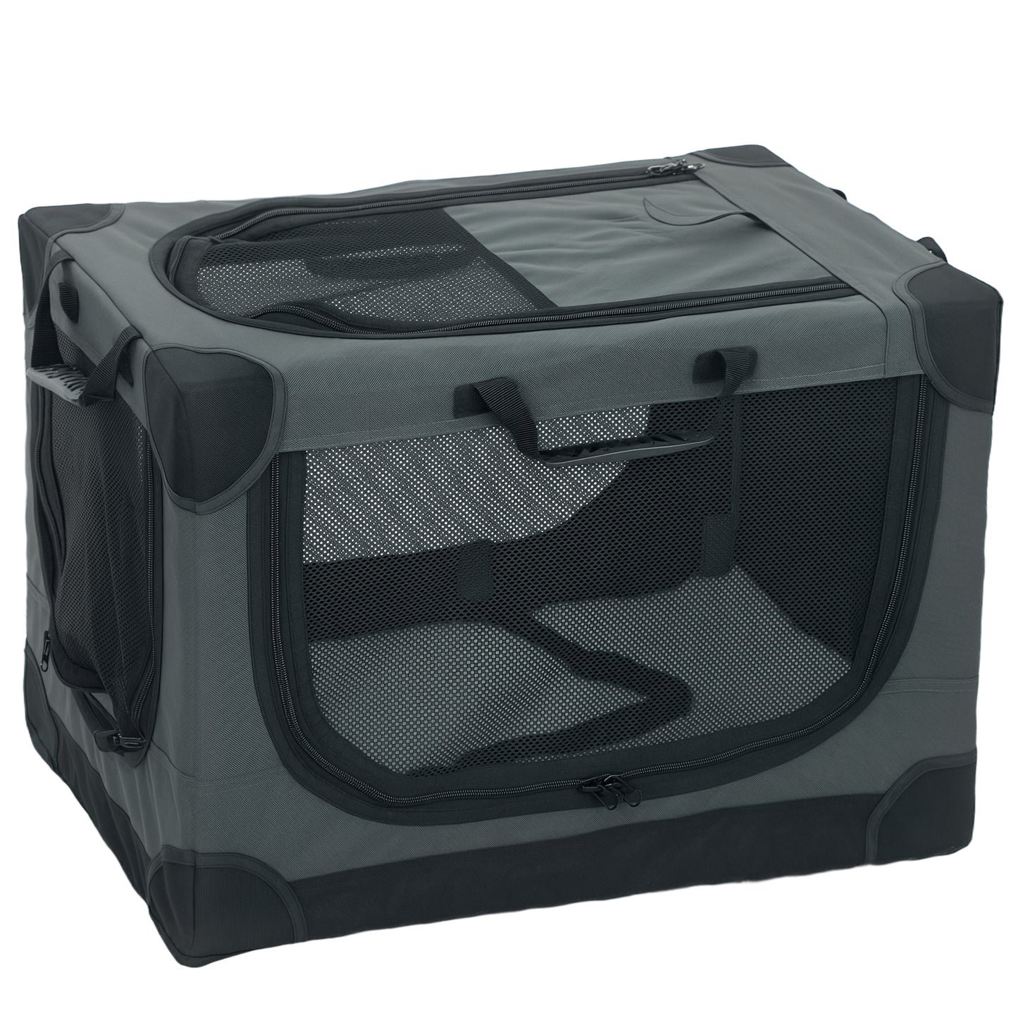Photo of PawHut Soft Dog Crate Pet Travel Crate 60 x 42 x 43 cm with Removable Pad Mesh Window Army Green in Green colour on a white background