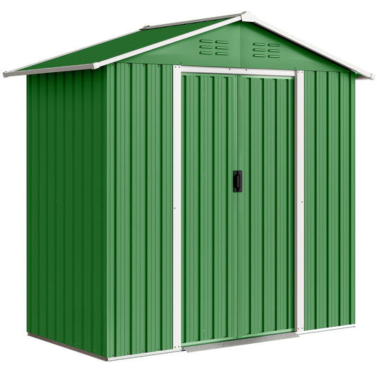 Photo of Outsunny 6.5 x 3.5ft Metal Garden Storage Shed - Green in Green colour on a white background
