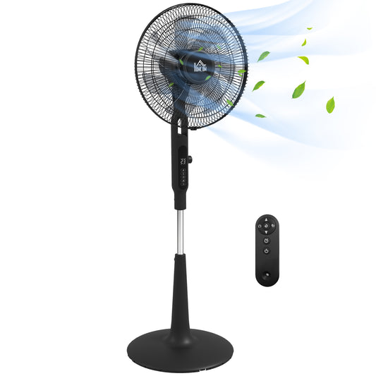 Photo of HOMCOM Three Mode Pedestal Fan, with Insect Repellant Box and LED Panel - Black in Black colour on a white background