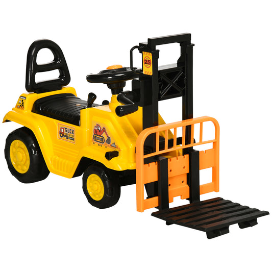 Photo of HOMCOM Kids Ride-On Construction Car, with Fork, Tray, Sounds - Yellow in Yellow colour on a white background