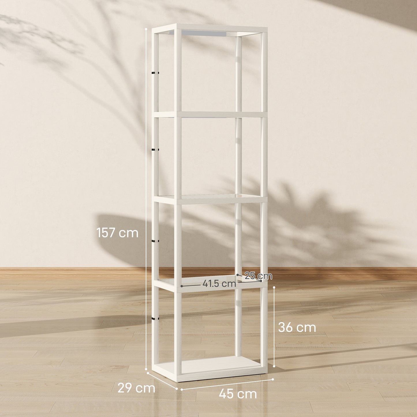 HOMCOM Four-Shelf Floor Lamp - Bleached Oak
