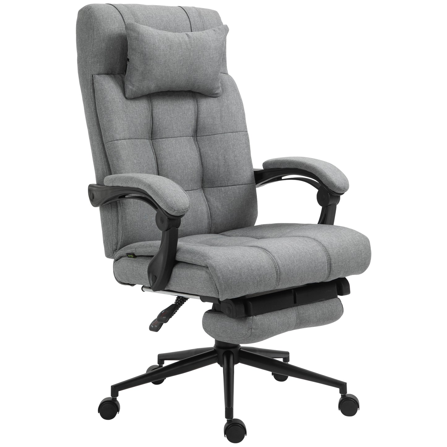 Photo of Vinsetto Office Chair with Footrest Ergonomic Office Chair with Armrests Lumber Support and Headrest Light Grey in Grey colour on a white background