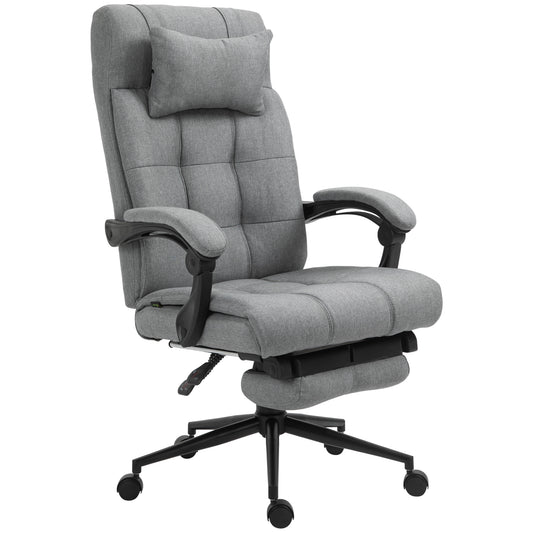 Photo of Vinsetto Office Chair with Footrest Ergonomic Office Chair with Armrests Lumber Support and Headrest Light Grey in Grey colour on a white background