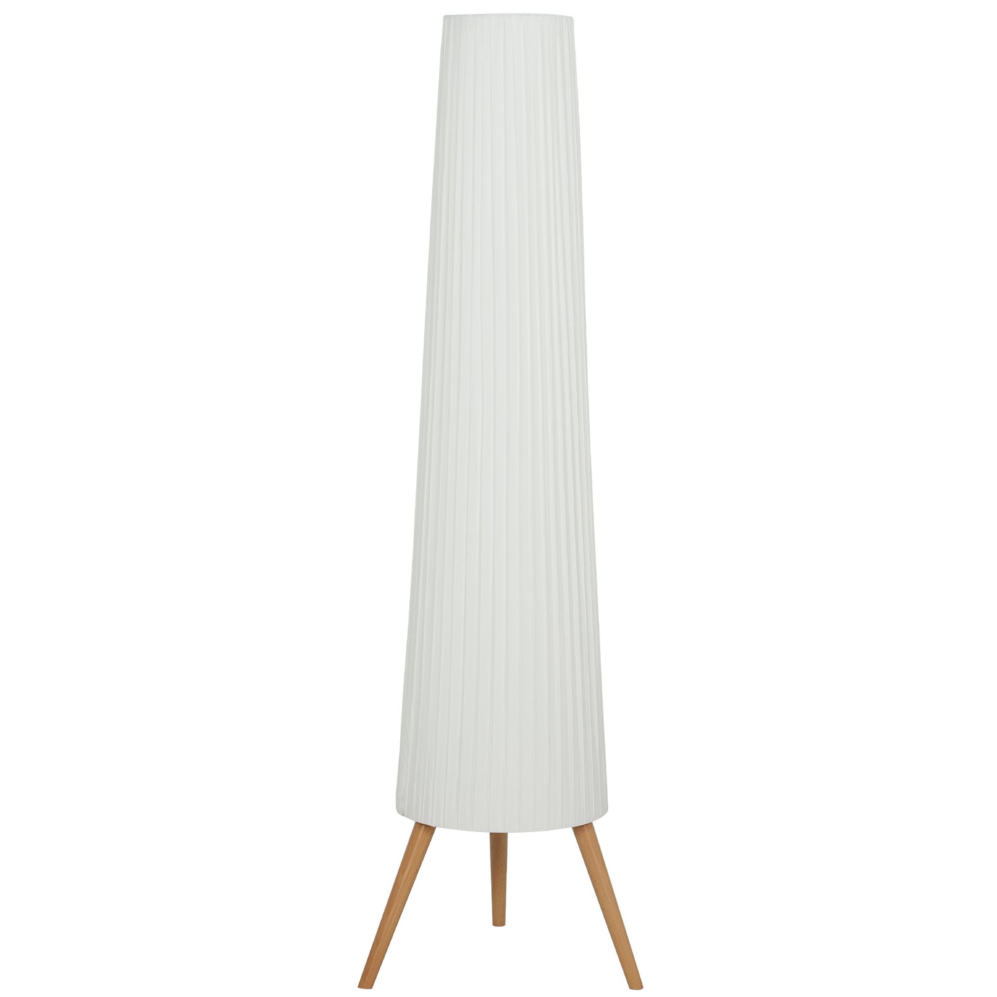 Photo of HOMCOM Dimmable Tripod Floor Lamp with Foot Switch, Nordic Standing Lamp with Fabric Shade, 153cm, White, White and Natural in Natural colour on a white background