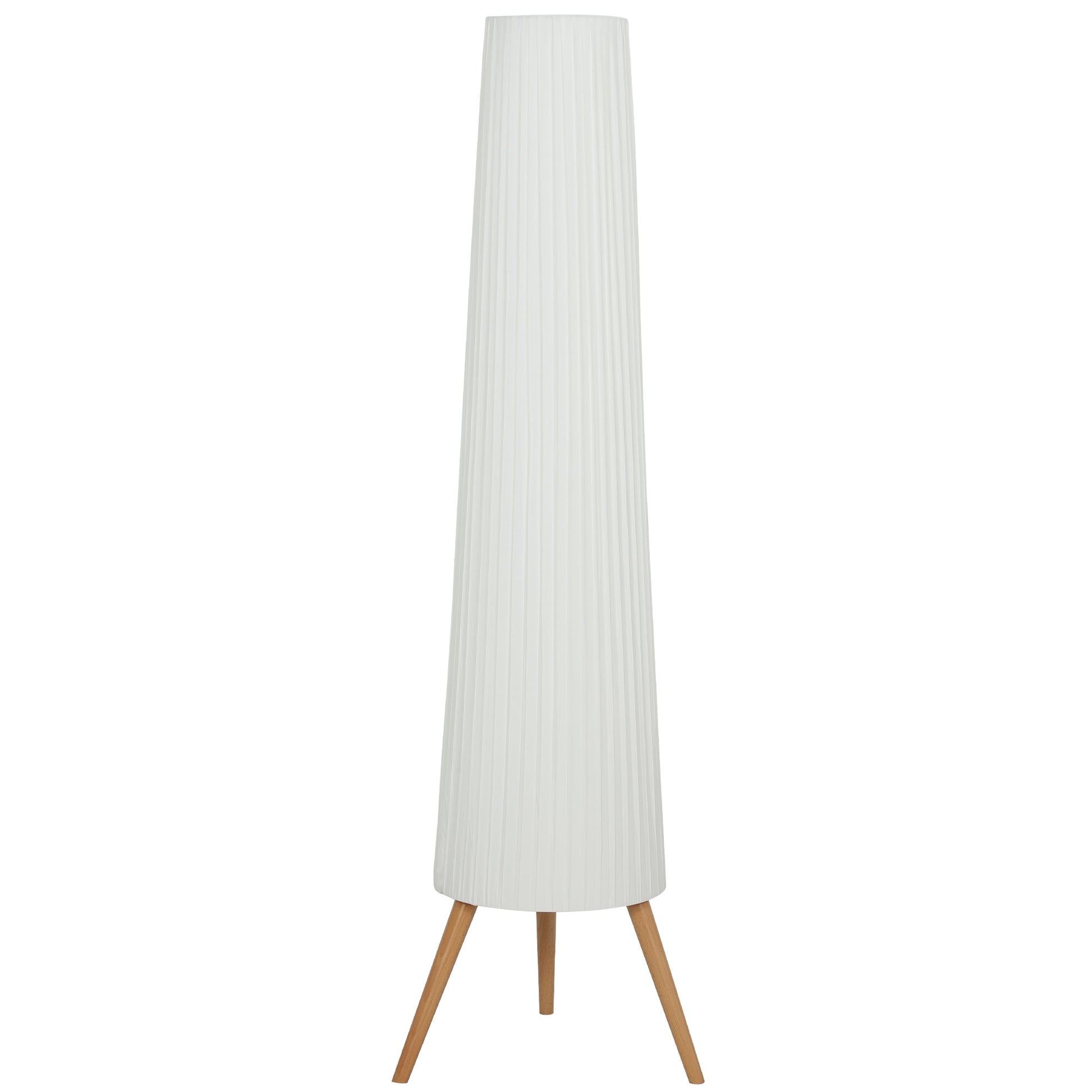 Photo of HOMCOM Dimmable Tripod Floor Lamp with Foot Switch, Nordic Standing Lamp with Fabric Shade, 153cm, White, White and Natural in Natural colour on a white background