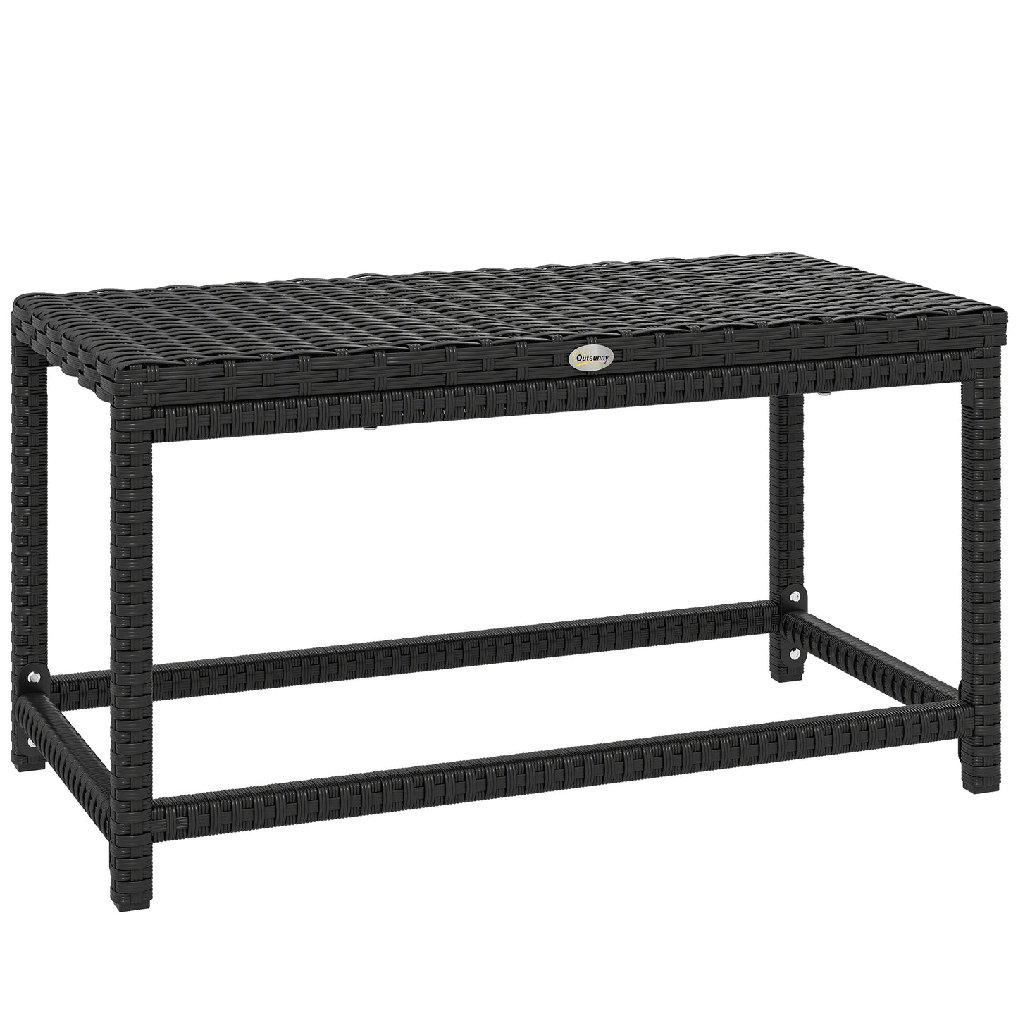 Photo of Outsunny Outdoor Coffee Table Side Table with Rectangular Frame for Patio, Balcony, Black in Black colour on a white background