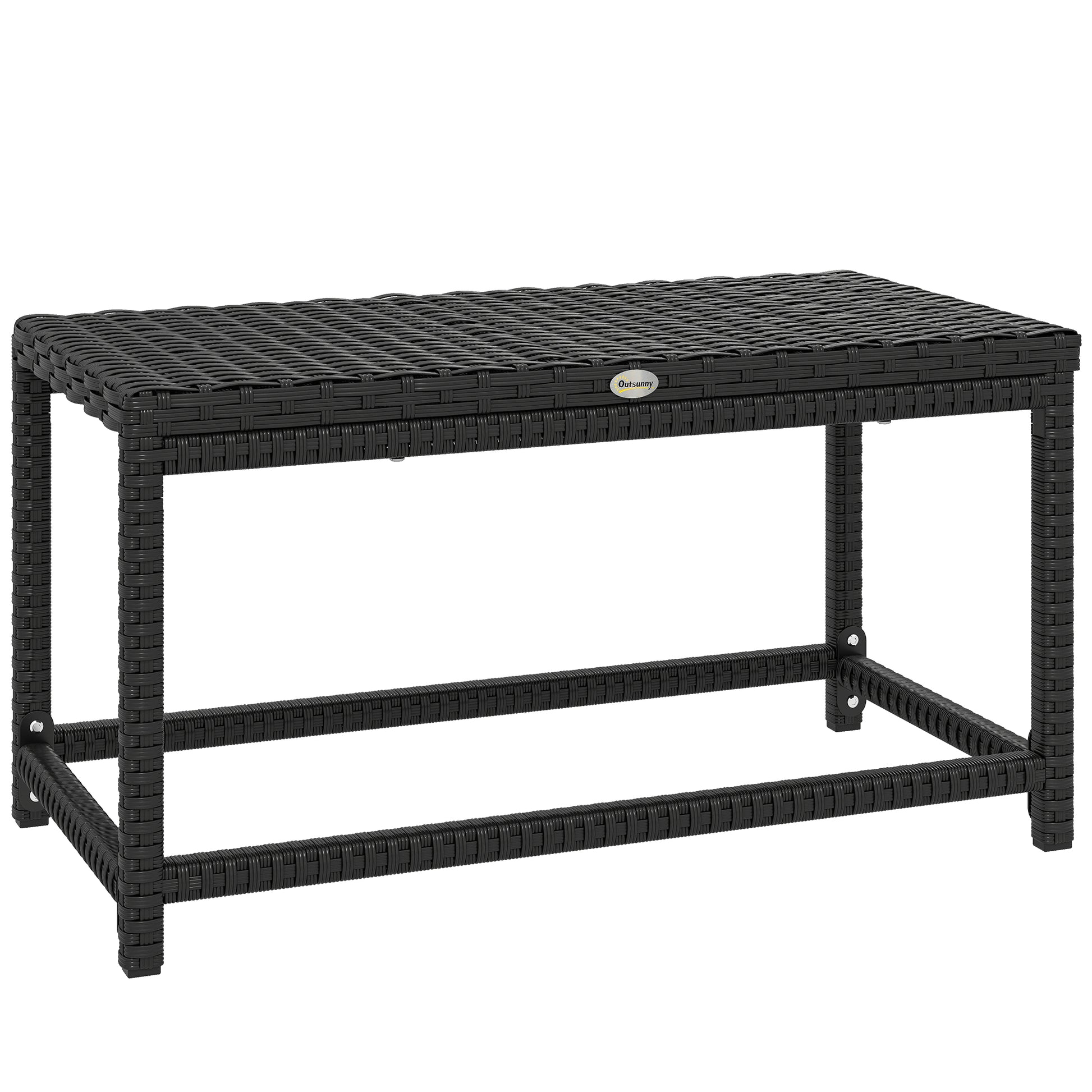 Photo of Outsunny Outdoor Coffee Table Side Table with Rectangular Frame for Patio, Balcony, Black in Black colour on a white background