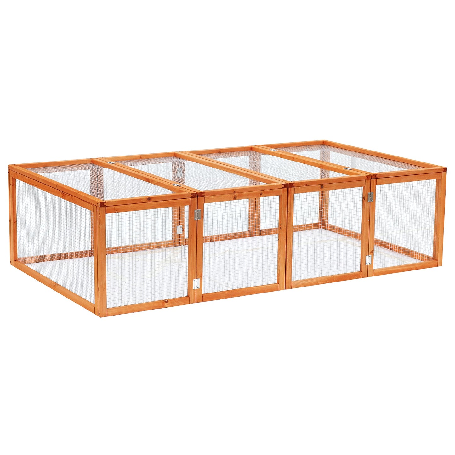 Photo of Pawhut Guinea Pigs Hutches W/ Mesh Wire, 181Lx100Wx 48H cm-Wood in cm-Wood colour on a white background