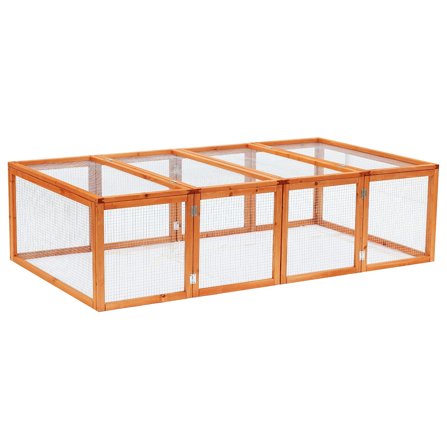 Photo of Pawhut Guinea Pigs Hutches W/ Mesh Wire, 181Lx100Wx 48H cm-Wood in cm-Wood colour on a white background
