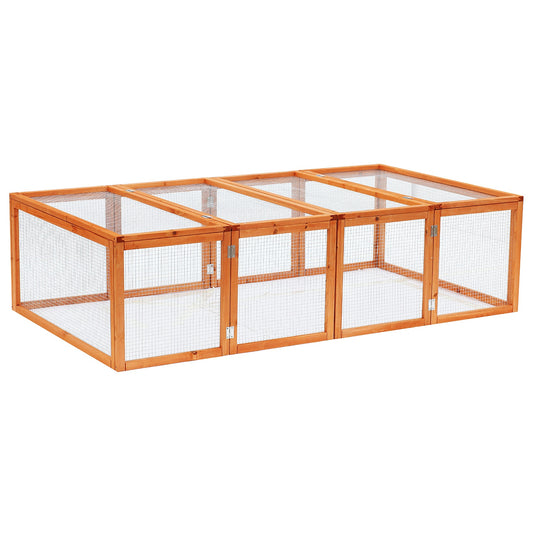 Photo of Pawhut Guinea Pigs Hutches W/ Mesh Wire, 181Lx100Wx 48H cm-Wood in cm-Wood colour on a white background
