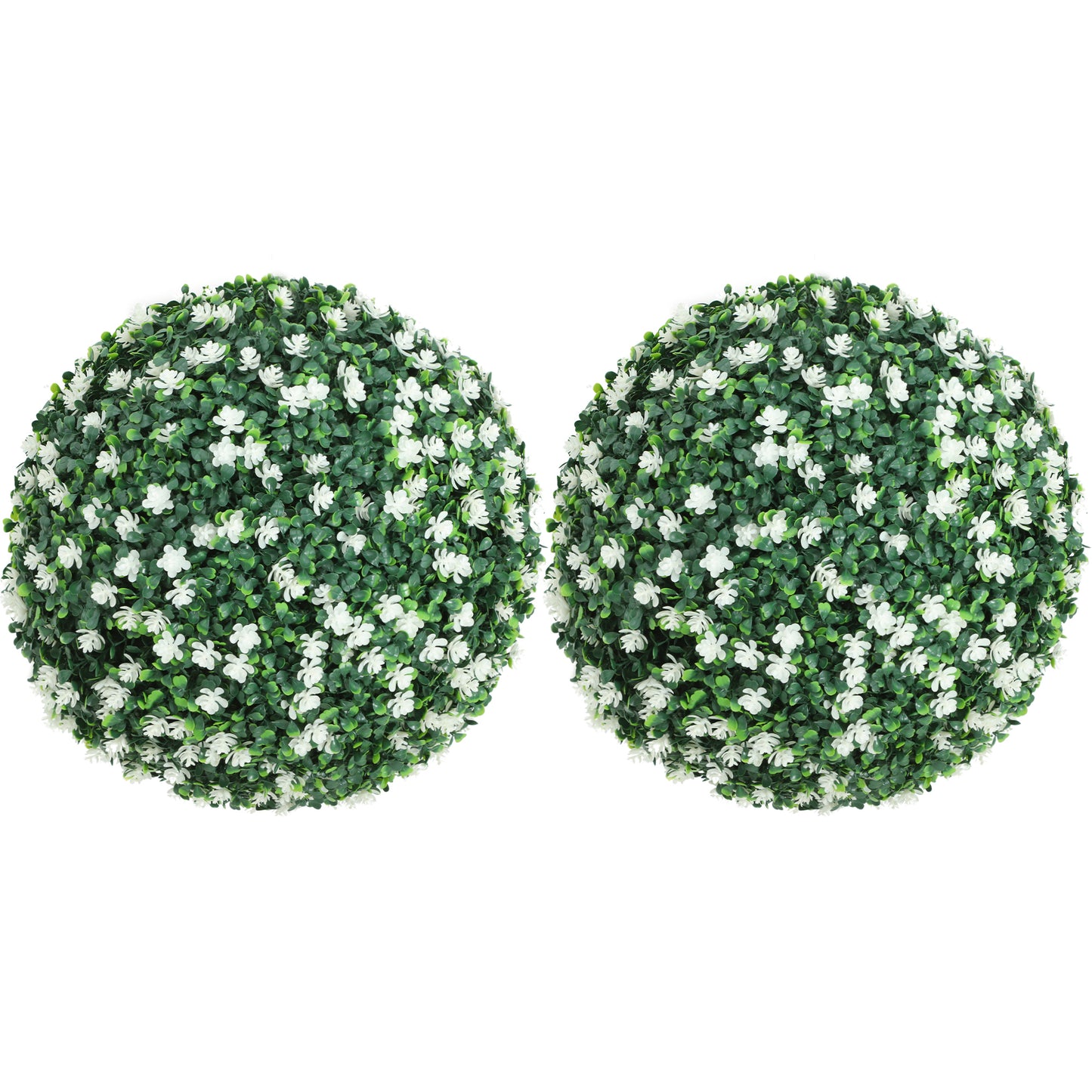 Photo of HOMCOM Set of Two Artificial Boxwood Balls Plants - White in White colour on a white background
