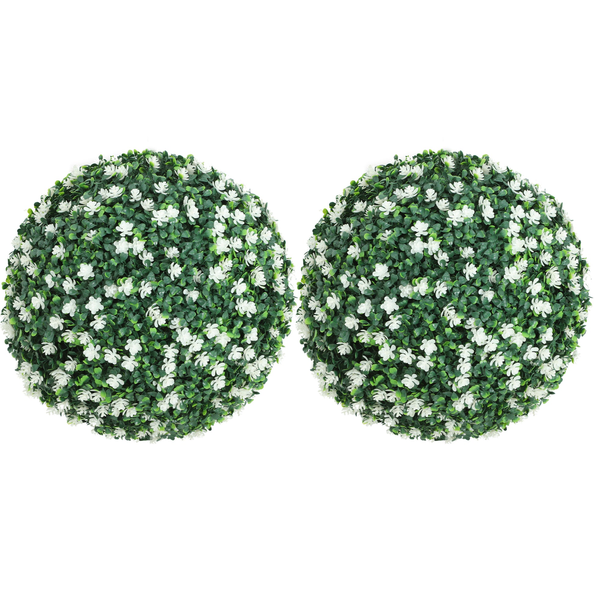 Photo of HOMCOM Set of Two Artificial Boxwood Balls Plants - White in White colour on a white background