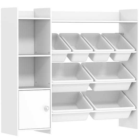 Photo of AIYAPLAY Toy Storage Unit with 8 Removable Bins, Storage Shelves, Cabinet, White in White colour on a white background
