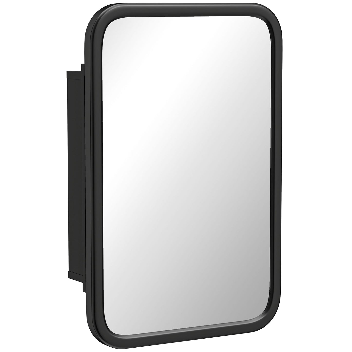 Photo of HOMCOM Bathroom Wall Cabinet with Tempered Mirror Metal Bathroom Mirror Cabinet with 3 Shelves Black in Black colour on a white background