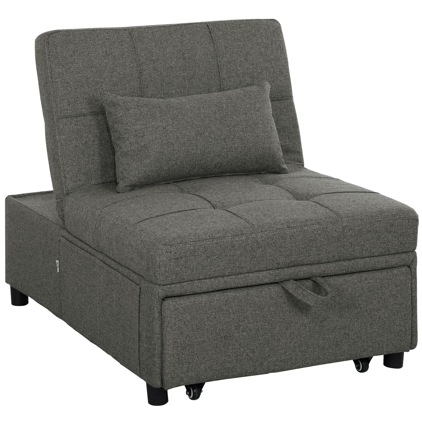 Photo of HOMCOM Four-In-One Single Sleeper Chair - Dark Grey in Grey colour on a white background
