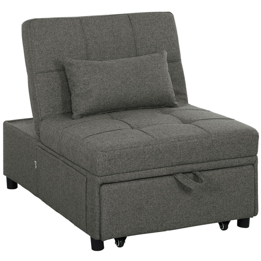 Photo of HOMCOM Four-In-One Single Sleeper Chair - Dark Grey in Grey colour on a white background