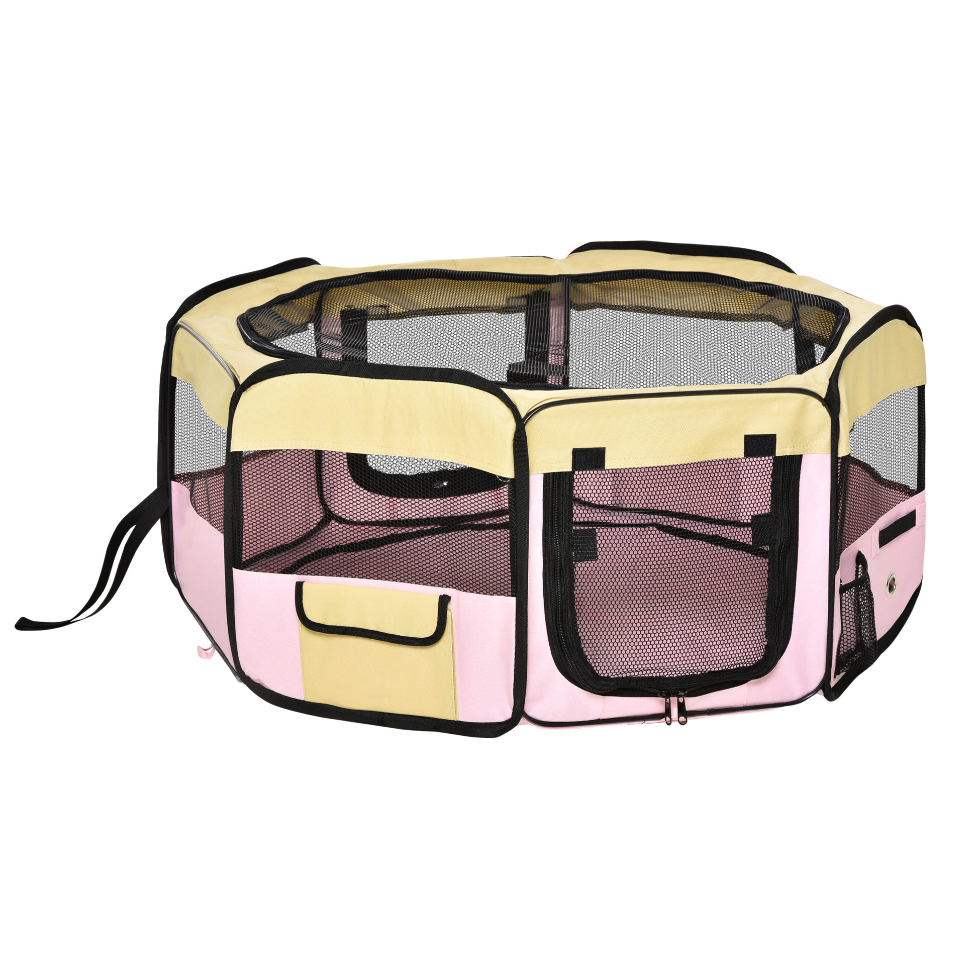 Photo of PawHut Fabric Pet Whelping Box Dog Cat Puppy Playpen Rabbit Guinea Pig Play Pen in Pink With Carry Bag Small Dia 90 x 41Hcm in 41Hcm colour on a white background