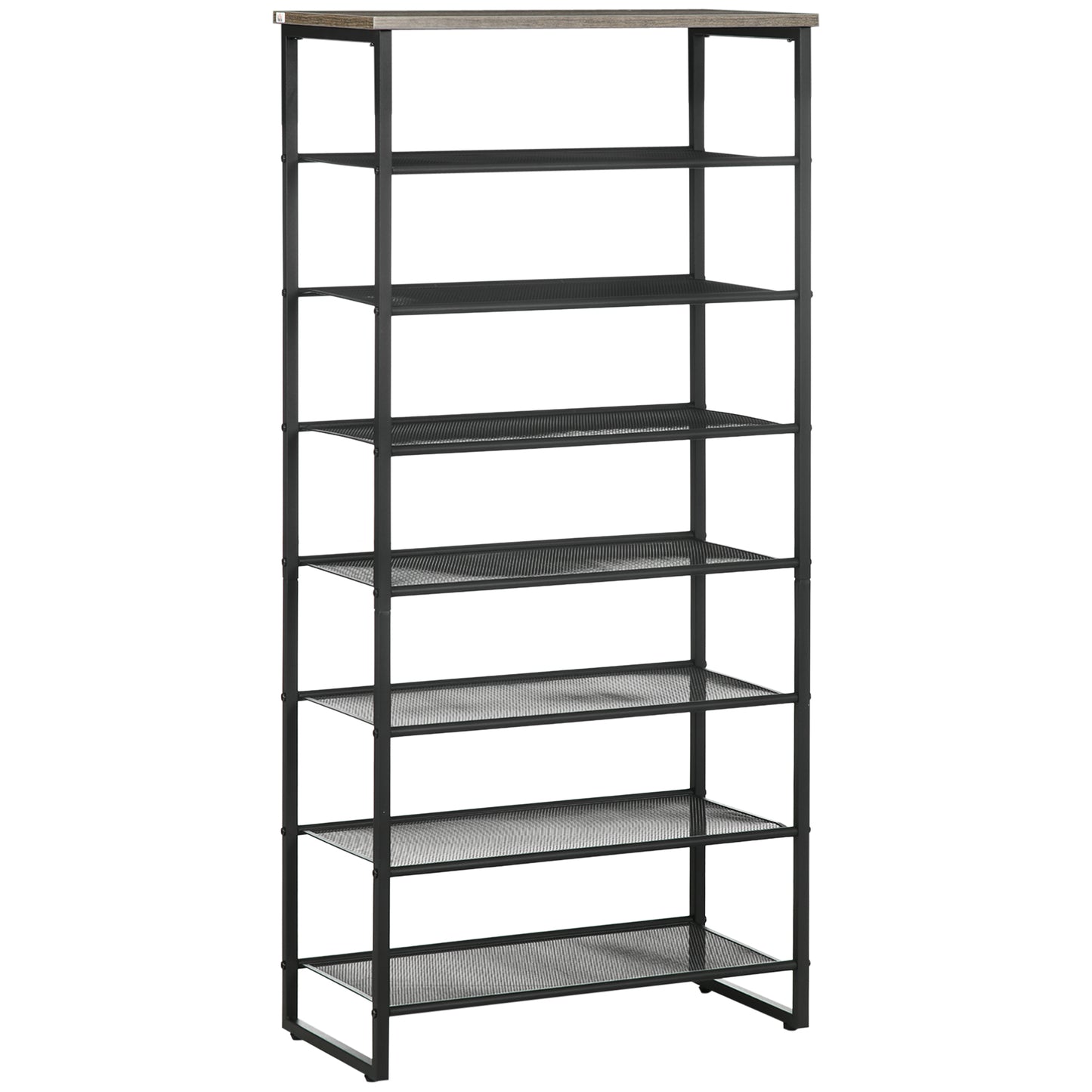 Photo of HOMCOM 8-Tier Shoe Rack, Shoe Storage Organizer with Mesh Shelves, Free Standing Shoe Shelf Stand for 21-24 Pairs of Shoes for Entryway, Hallway, Closet, Grey in Grey colour on a white background