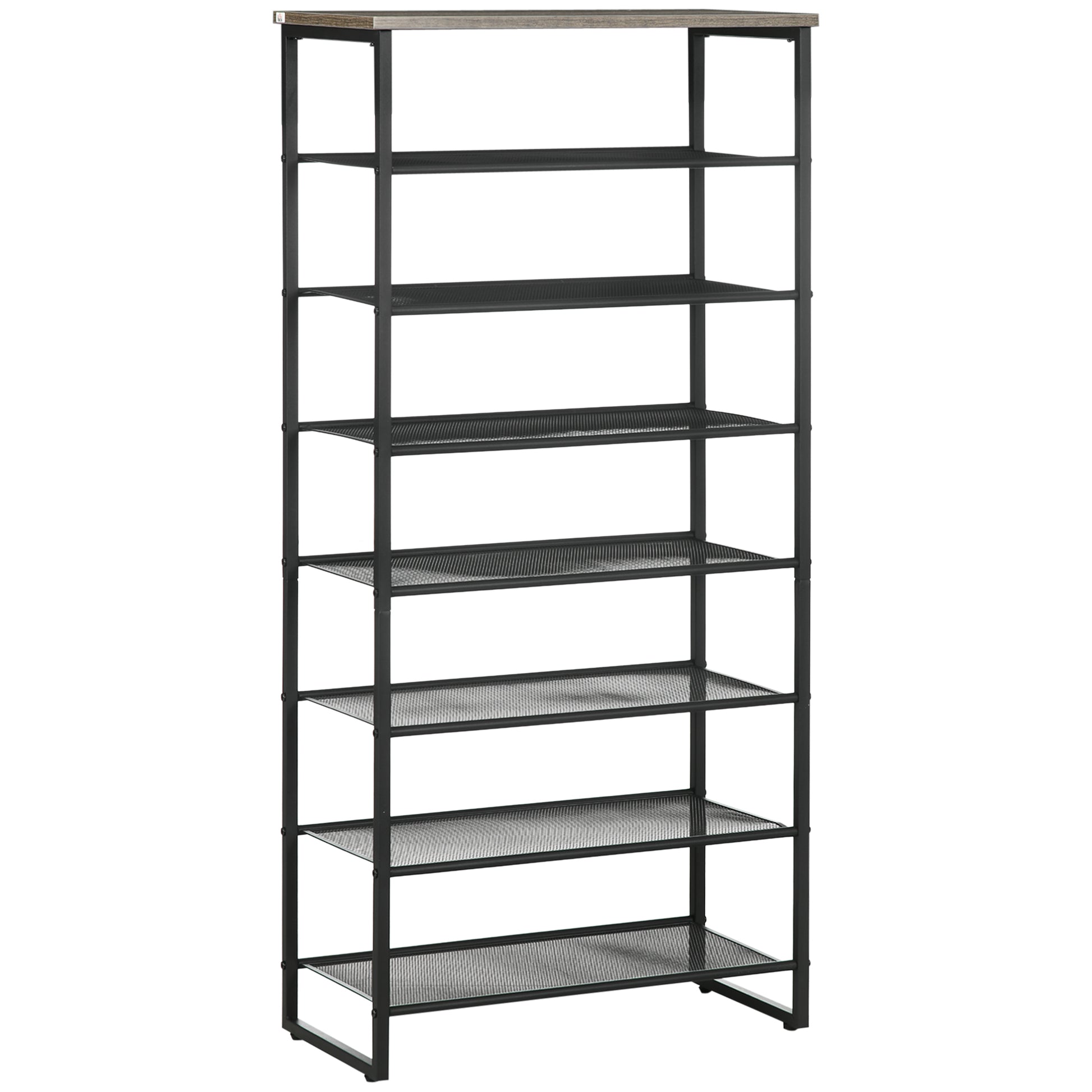 Photo of HOMCOM 8-Tier Shoe Rack, Shoe Storage Organizer with Mesh Shelves, Free Standing Shoe Shelf Stand for 21-24 Pairs of Shoes for Entryway, Hallway, Closet, Grey in Grey colour on a white background