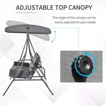 Outsunny swing chair with adjustable canopy angle and adjustment knob