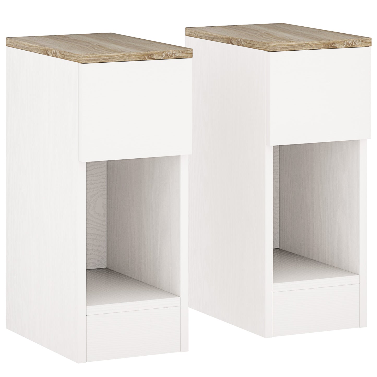 Photo of HOMCOM Set of Two Modern Storage Bedside Tables - Cream White in White colour on a white background