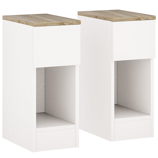 Photo of HOMCOM Set of Two Modern Storage Bedside Tables - Cream White in White colour on a white background