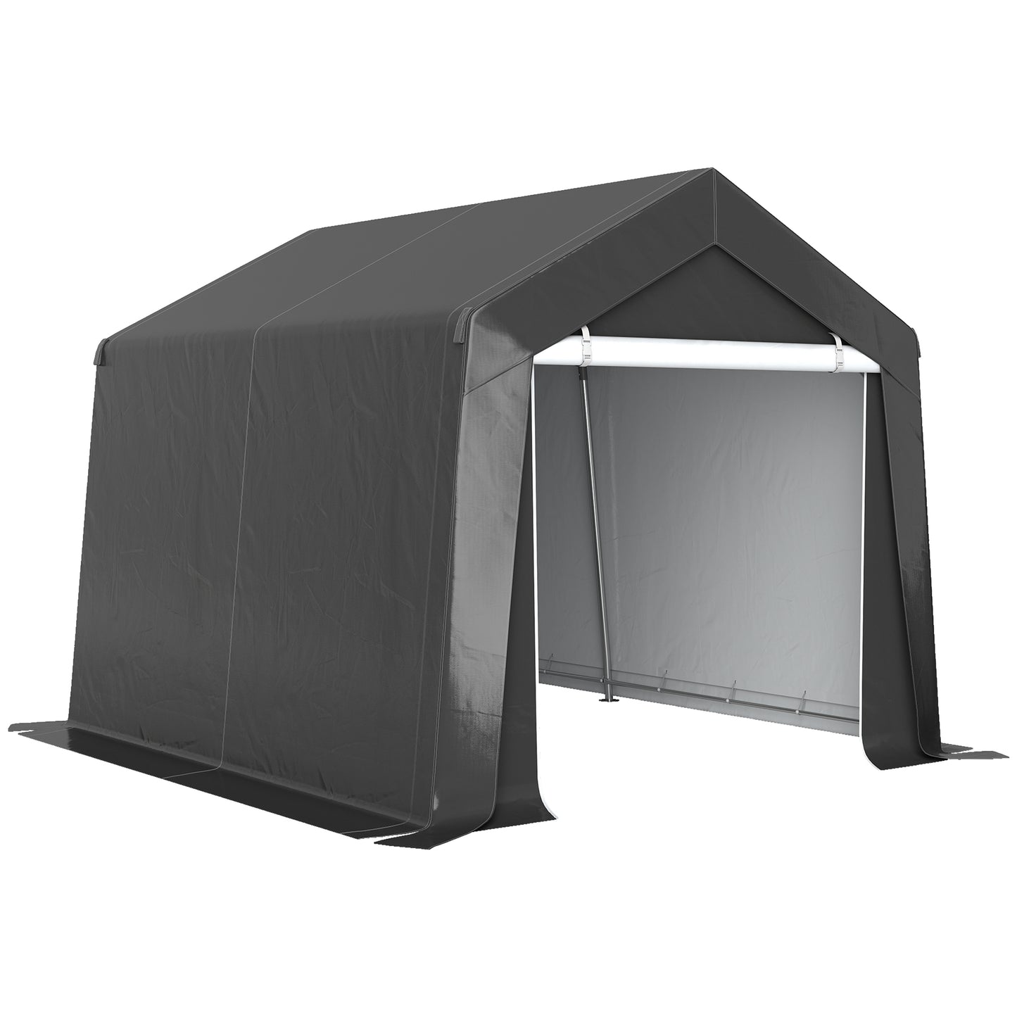 Photo of Outsunny 3.6 x 2.1m Portable Outdoor Shed, with Window - Dark Grey in Grey colour on a white background