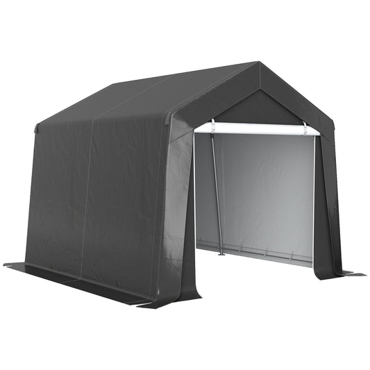 Photo of Outsunny 3.6 x 2.1m Portable Outdoor Shed, with Window - Dark Grey in Grey colour on a white background