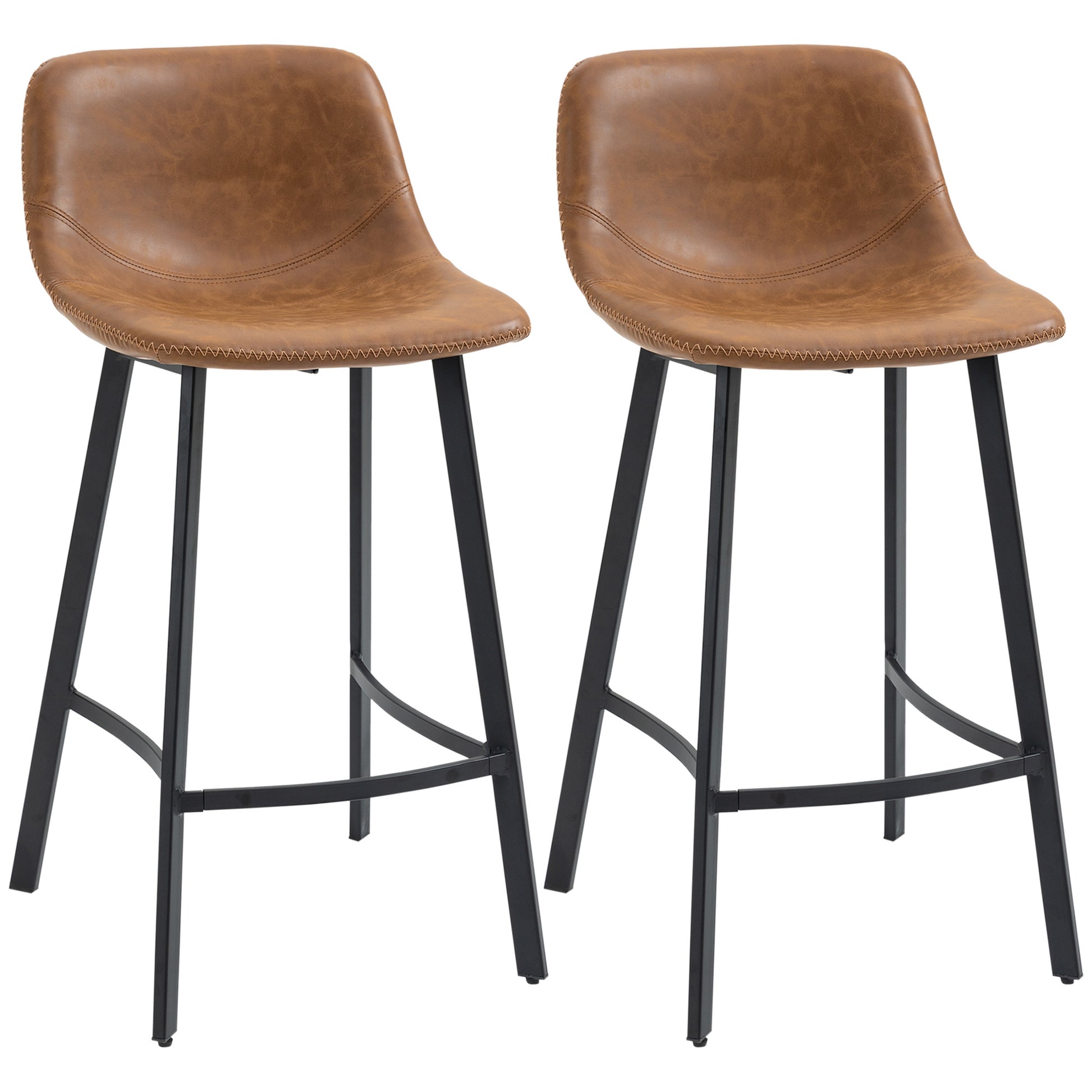Photo of HOMCM Kitchen Stools Set of 2, 97cm Sitting Height with Integrated stable structure, Brown in Brown colour on a white background