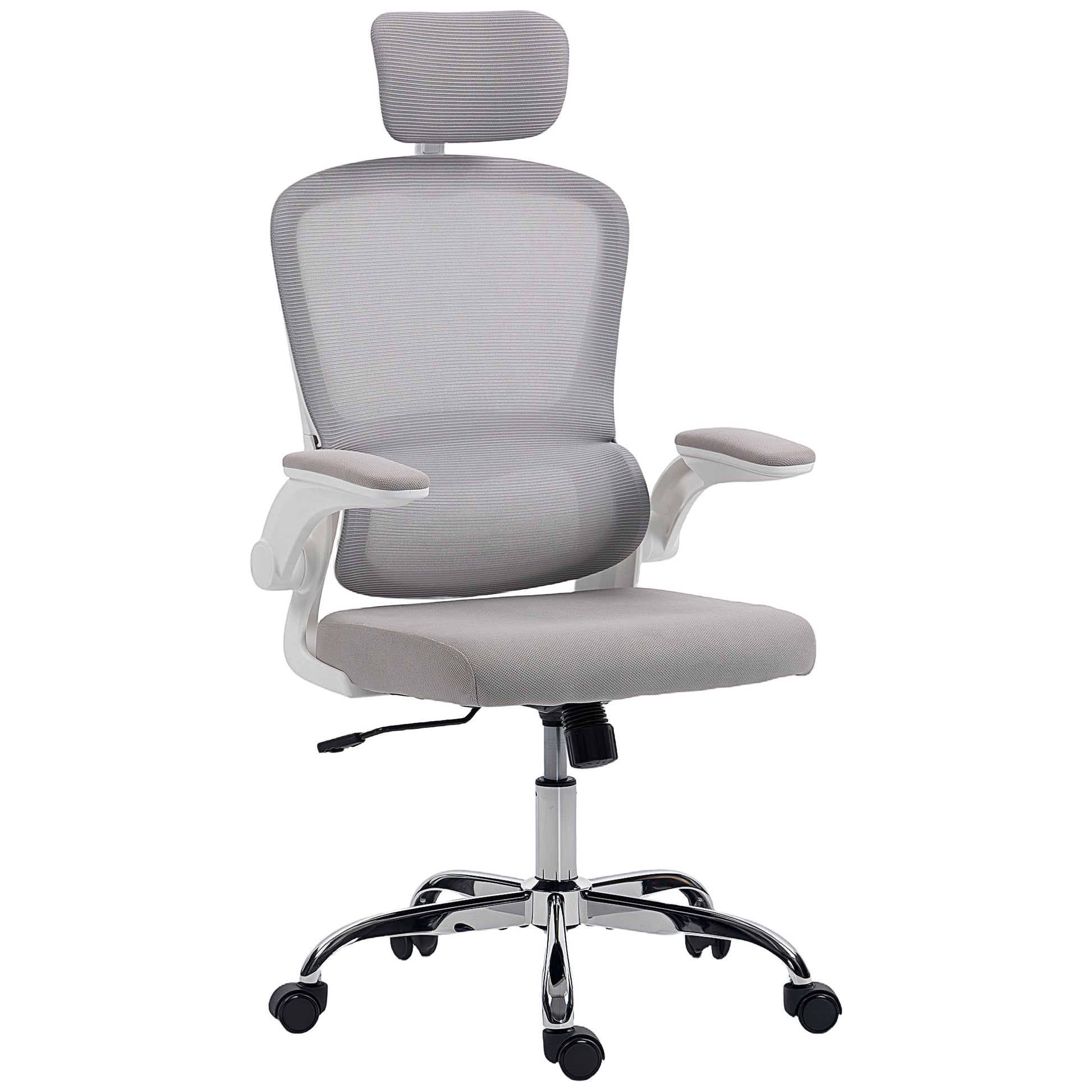 Photo of HOMCOM Mesh Back Office Chair, with Lumbar Support - Grey in Grey colour on a white background