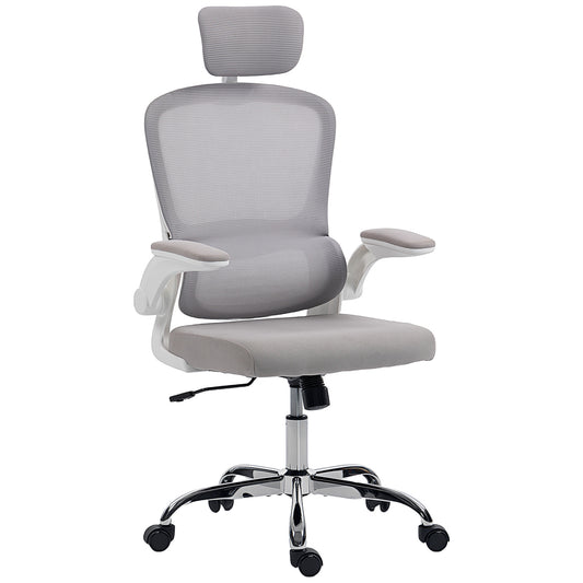 Photo of HOMCOM Mesh Back Office Chair, with Lumbar Support - Grey in Grey colour on a white background
