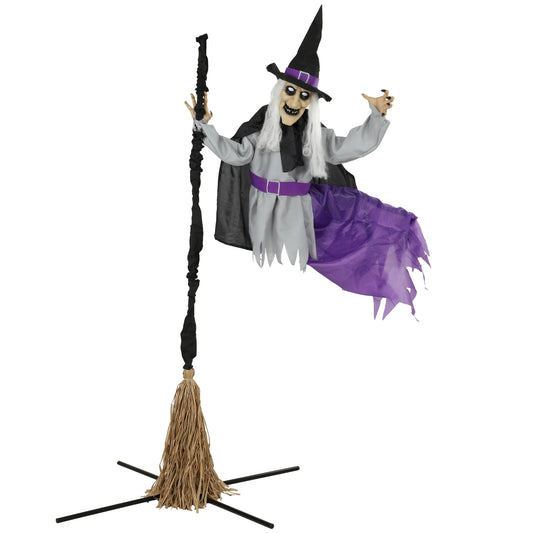 Photo of HOMCOM 200cm Life Size Animated Flying Witch Halloween Decorations Outdoor Indoor, Scary Halloween Animatronics Decor in Decor colour on a white background