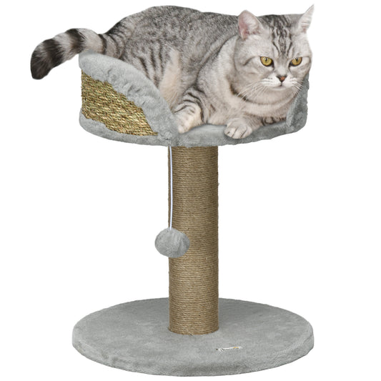 Photo of PawHut Cat Tree Tower with Scratching Posts, Grey in Grey colour on a white background