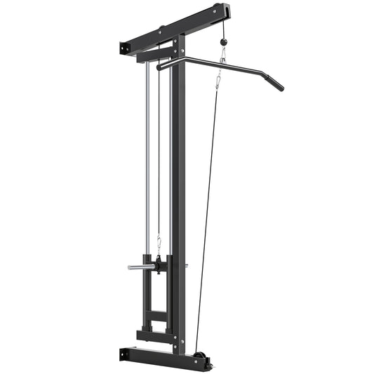 Photo of SPORTNOW Wall Mounted Lat Pull Down Machine, Crossover Cable Machine with High & Low Pulleys for Home Gym Full Body Workout in Workout colour on a white background