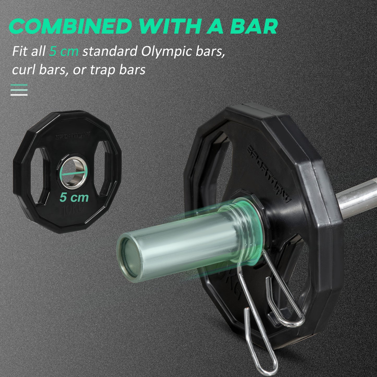 SPORTNOW Olympic Weight Plates Set, Metal and Rubber Bumper Plates Weights Discs with 2"/5cm Holes, for Home Gym Weight Lifting Strength Training, 2 x 10kg, Black