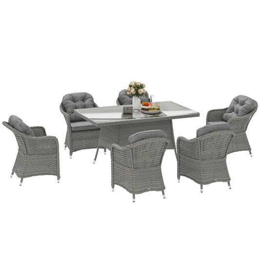 Photo of Outsunny Seven-Piece Rattan Dining Set - Light Grey in Grey colour on a white background