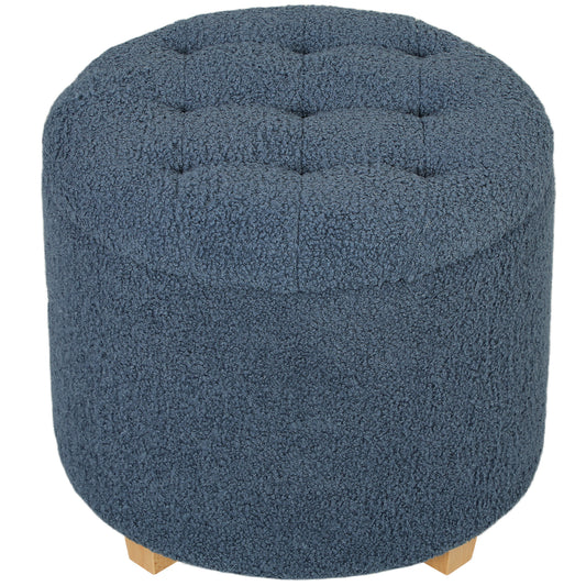 Photo of HOMCOM 40.5L Teddy Fleece Storage Ottoman - Blue in Blue colour on a white background