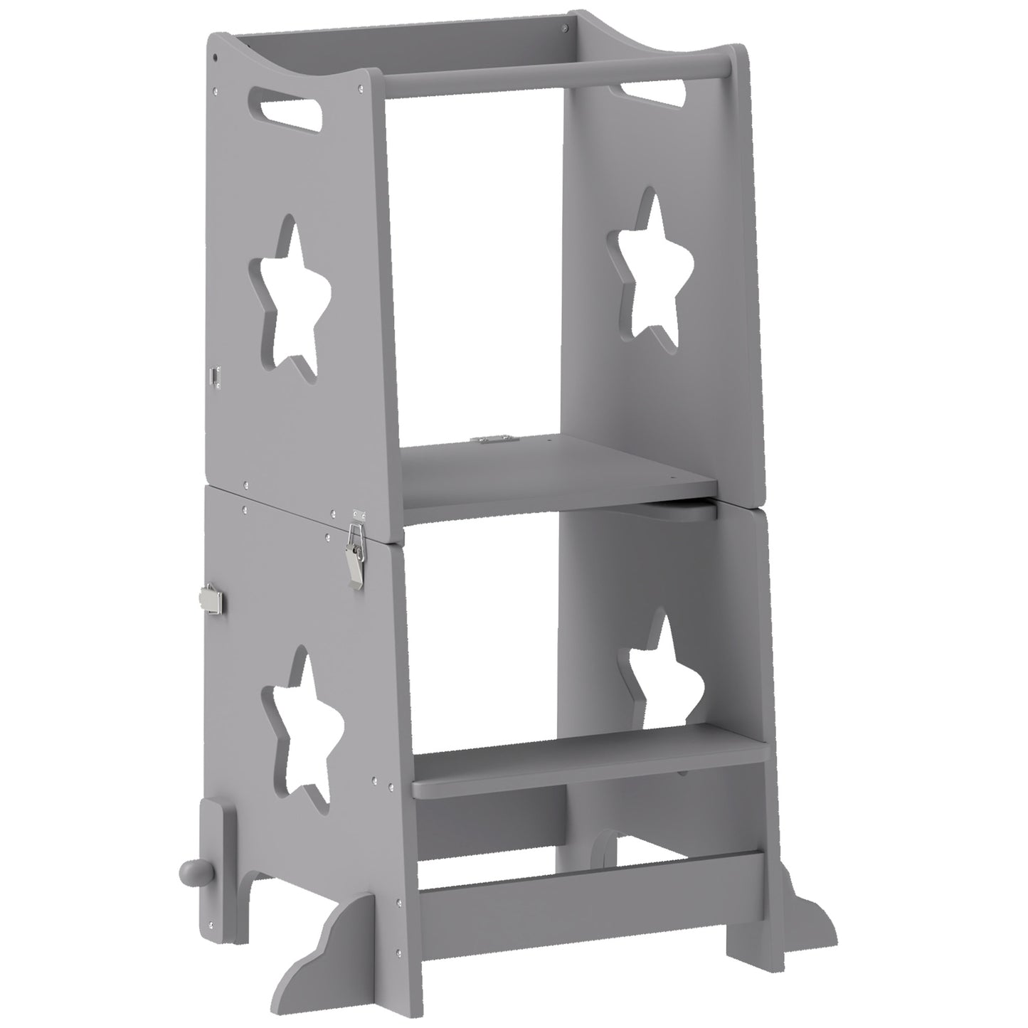Photo of AIYAPLAY 2-in-1 Toddler Step Stool with Safety Rail for Kitchen, Bathroom, Grey in Grey colour on a white background