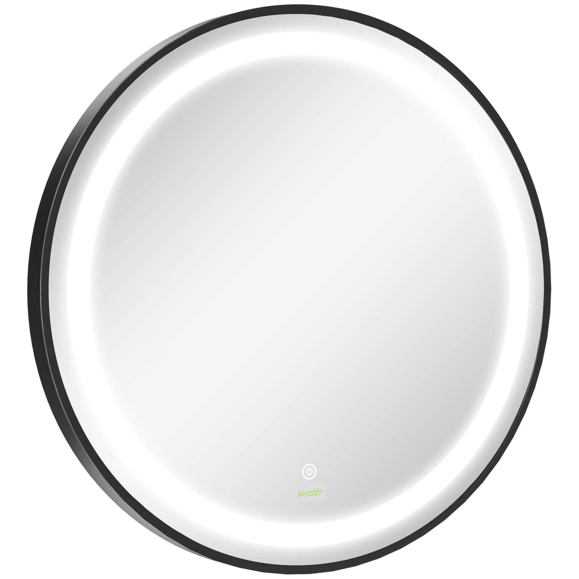 Photo of kleankin Round LED Bathroom Mirror, Dimmable Lighted Wall-Mounted Mirror with 3 Temperature Colours, Memory Function, Hardwired in Hardwired colour on a white background