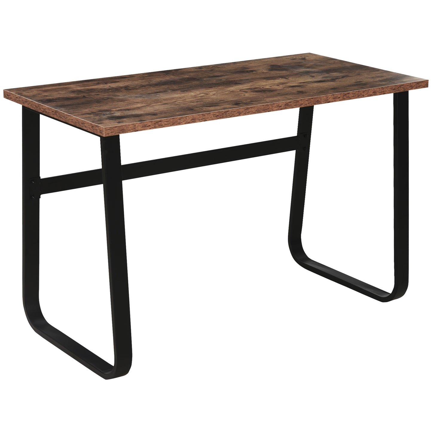 Photo of HOMCOM Industrial Writing Desk With Metal Legs, 115 x 58 x 74.5cm, Rustic Brown and Black in Black colour on a white background