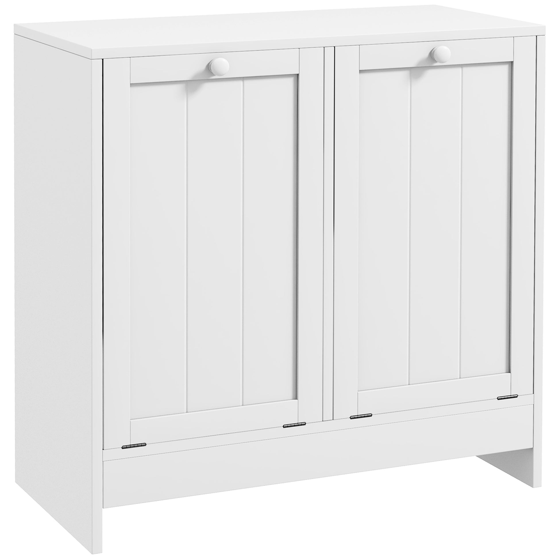 Photo of kleankin Double Hamper Laundry Storage Cabinet - White in White colour on a white background