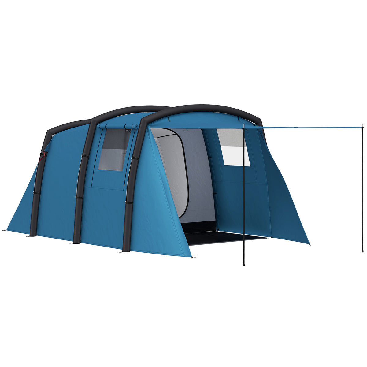 Photo of Outsunny Inflatable 3 Man Tunnel Tent w/ Air Pump, Living Area & Vestibule, Waterproof Family Camping Air Tent, Groundsheet, Removable Footprint for Hiking, 440L x 280W x 195Hcm, Blue in Blue colour on a white background