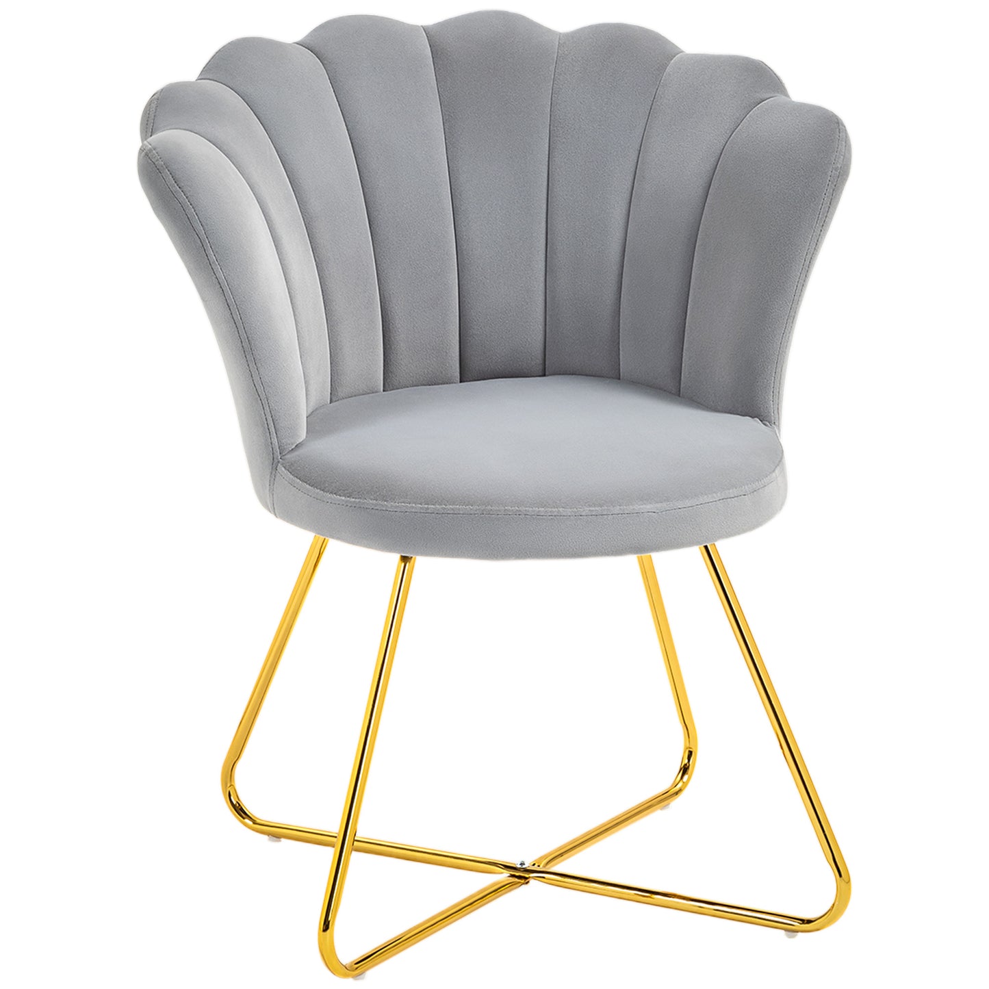 Photo of HOMCOM Velvet-Feel Lotus Petal Accent Chair - Grey in Grey colour on a white background