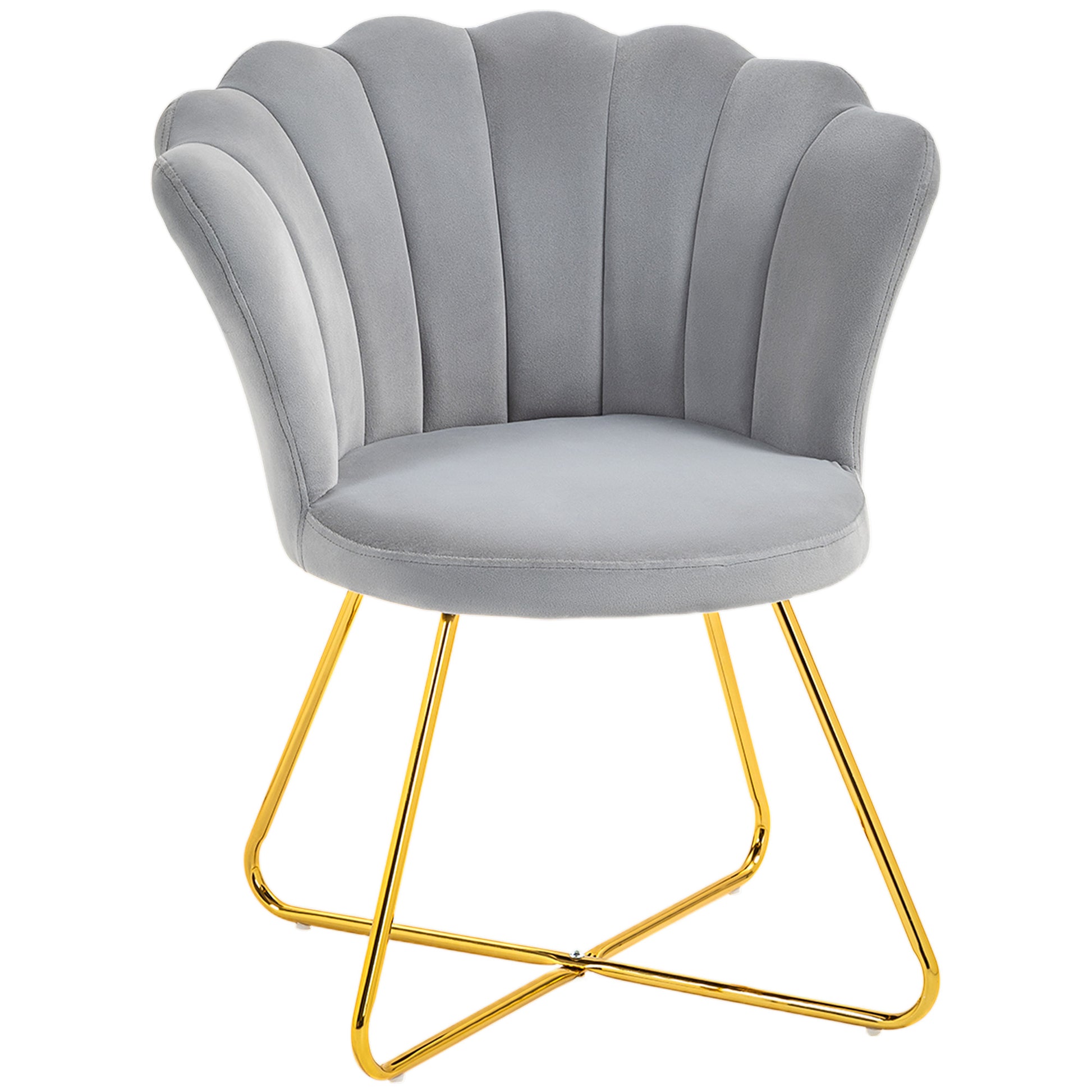 Photo of HOMCOM Velvet-Feel Lotus Petal Accent Chair - Grey in Grey colour on a white background