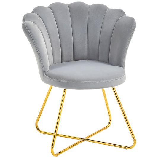 Photo of HOMCOM Velvet-Feel Lotus Petal Accent Chair - Grey in Grey colour on a white background