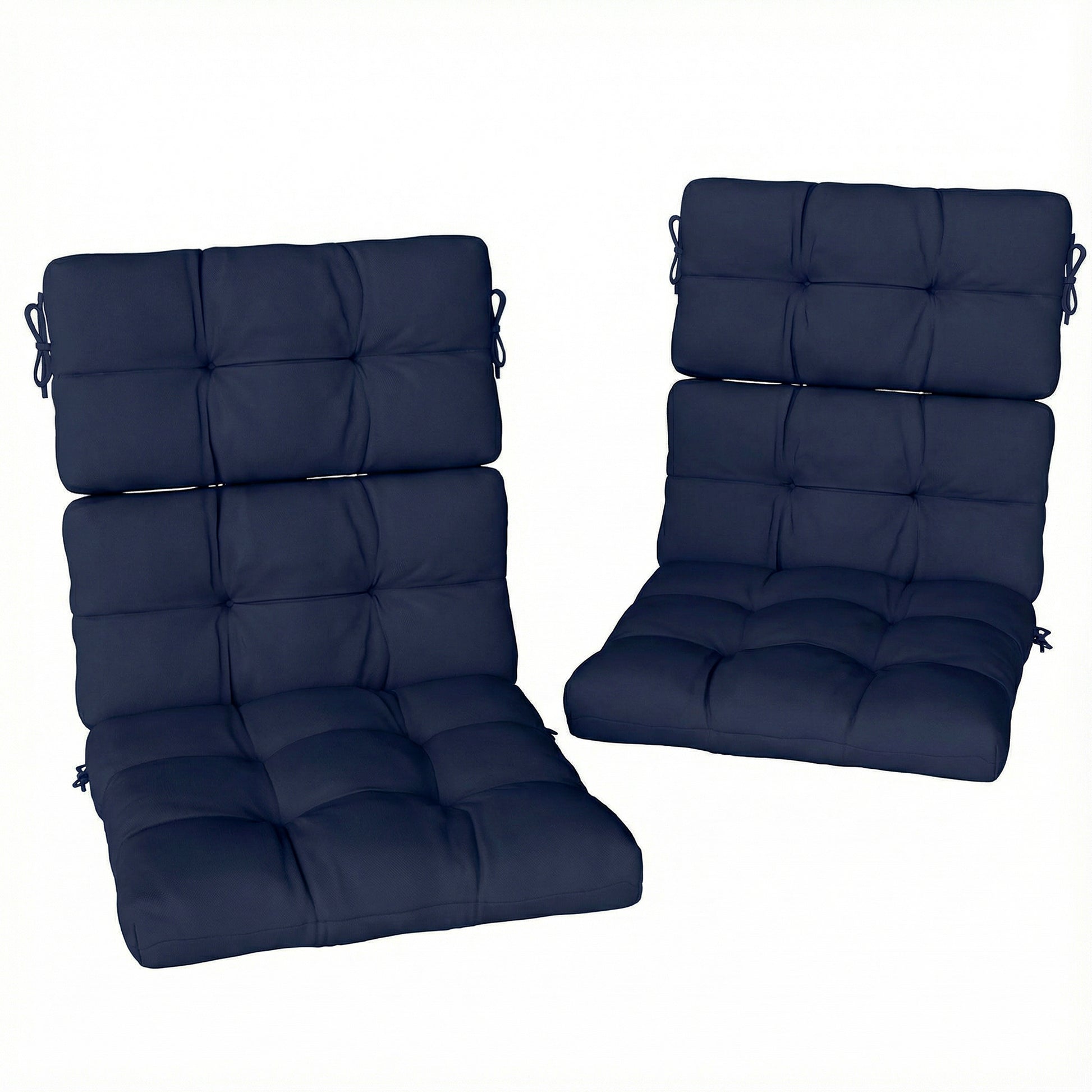 Photo of Outsunny 2-Piece Seat Cushion Replacement with Backrest, Garden Patio Chair Cushions Set with Ties, Dark Blue in Blue colour on a white background