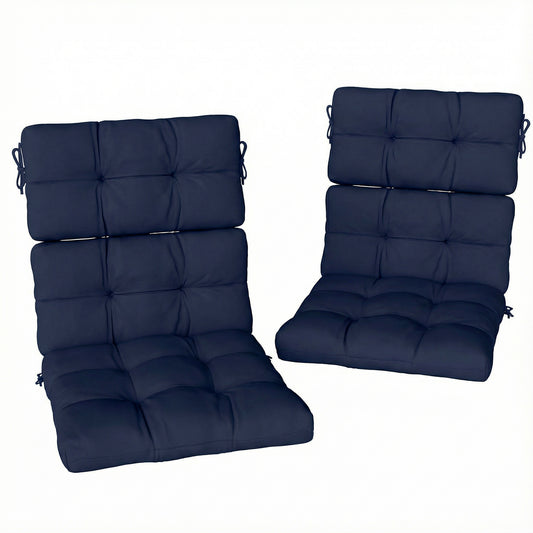 Photo of Outsunny 2-Piece Seat Cushion Replacement with Backrest, Garden Patio Chair Cushions Set with Ties, Dark Blue in Blue colour on a white background