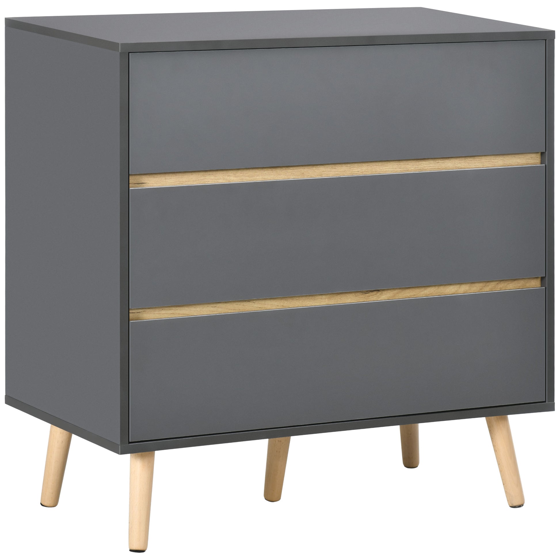 Photo of HOMCOM Drawer Chest, 3-Drawer Storage Organiser for Bedroom, Living Room, 80cmx40cmx80cm, Dark Grey in Grey colour on a white background