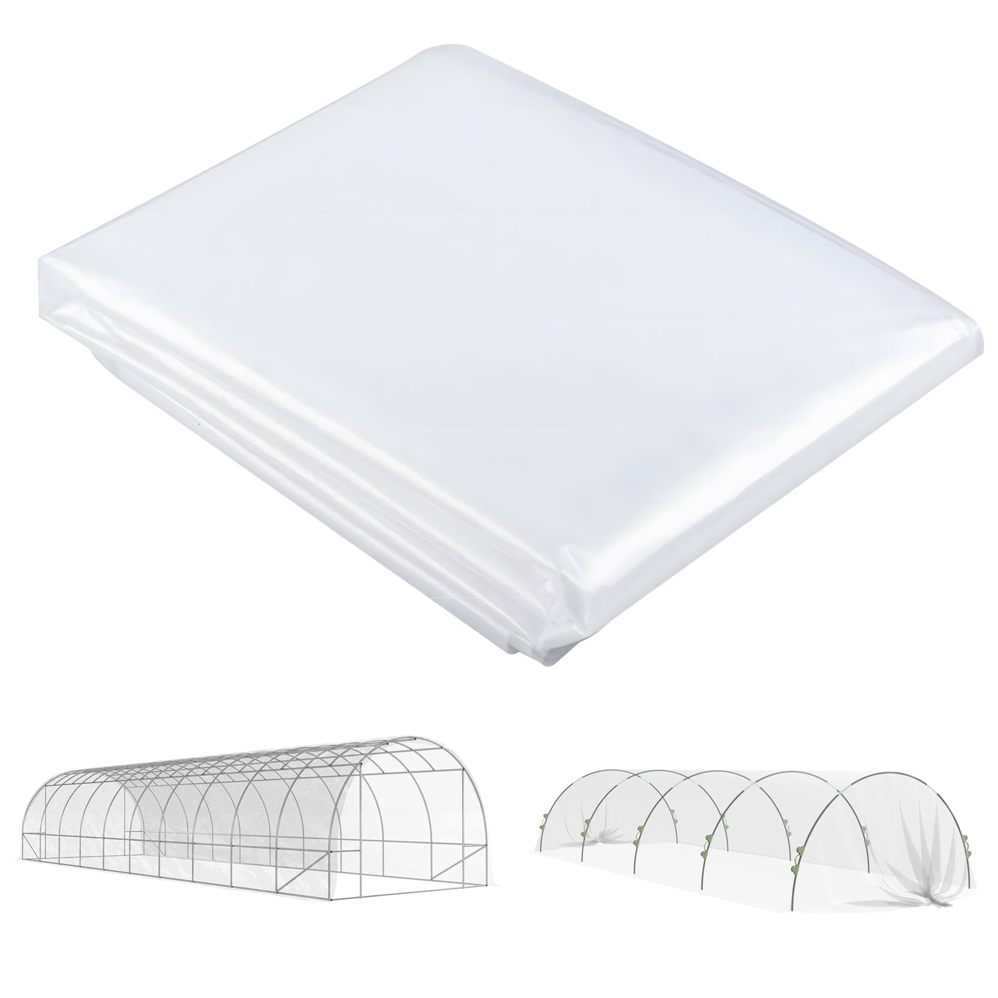 Photo of Outsunny 6 X 10m Heavy Duty (150um/6mil) Polypropylene Greenhouse Cover Replacement, UV Resistant Waterproof Plastic Polytunnel Cover, Clear in Clear colour on a white background